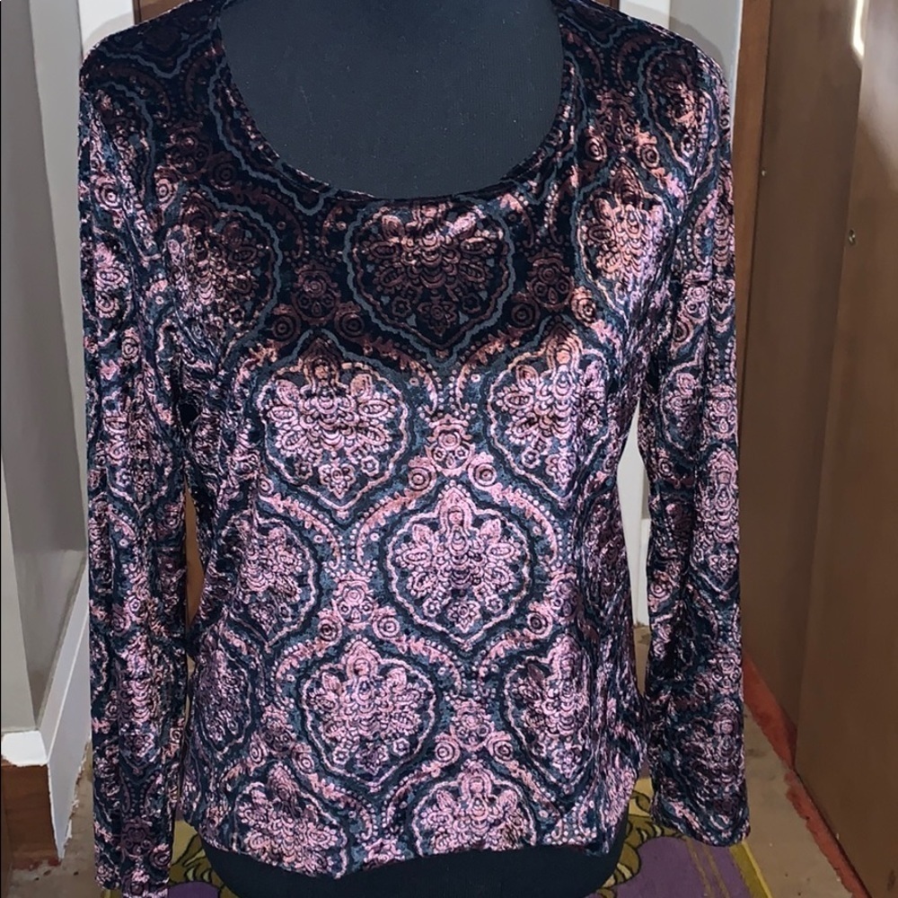 Jones New York velvet print top